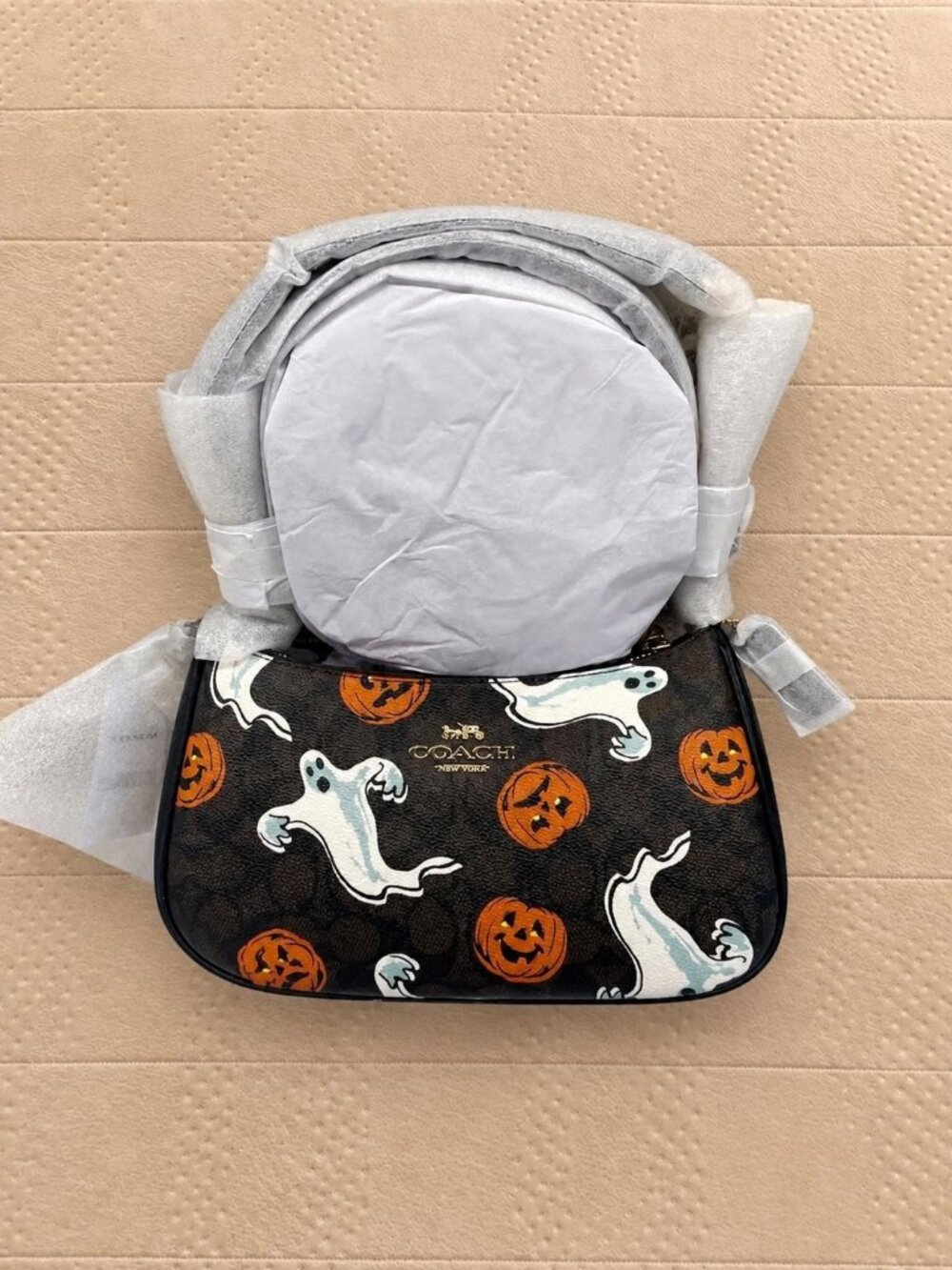 Limited Edition Coach Teri Bag Signature Canvas Halloween Ghost Pumpkin Motif